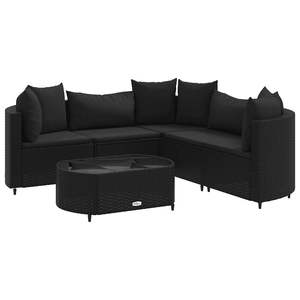 Ensemble de 5 canapés de patio noirs, ensembles de jardin élégants - Product Image 2