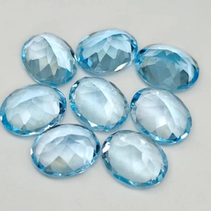 Topaze bleu ciel ovale facettée, pierre précieuse non montée 9x11mm, topaze calibrée pour bagues, boucles d'oreilles et fabrication de bijoux - Product Image 3