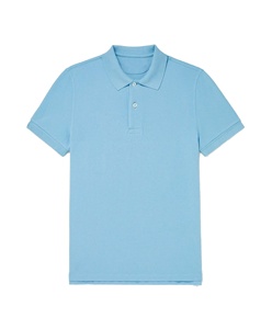Polo en piqué bleu clair à manches courtes pour homme, couleur unie, décontracté, en coton tricoté, respirant, coupe classique - Product Image 3