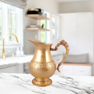Pichet à eau en laiton royal, carafe décorative en métal avec poignée ornée, récipient à boisson traditionnel pour la maison, l'hôtel et les fêtes - Product Image 3