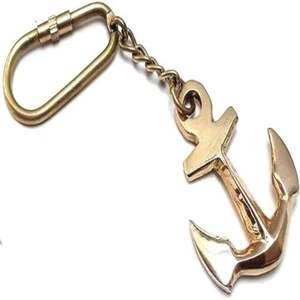 Llavero/Anillo/Gancho con Forma de Ancla Pulida Esculpida en Latón Sólido - Regalo Único - Product Image 1
