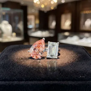 Luxury 18K Gold Lab Grown <b>Two</b> <b>Stone</b> Toi Et Moi <b>Ring</b> with Pear Cut Diamond IGI Certified Classic Engagement Jewelry for Women - Product Image 5