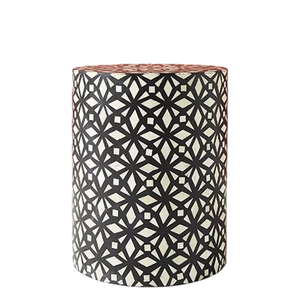 Table d'appoint marocaine en os incrusté, tabouret hexagonal floral de luxe, table d'appoint en bois massif de qualité supérieure pour hôtels de charme - Product Image 5