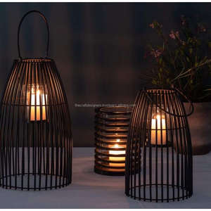 Tarro de vela de alambre, candelabros de pilar de Metal con revestimiento negro para decoración navideña y navideña, bastón de vela más vendido, los mejores precios - Product Image 1