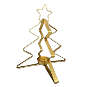 Porte-bougie en métal noir en forme de sapin de Noël avec étoile sur le dessus pour la décoration de centre de table de Noël - Product Image 3