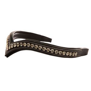 Bande de front d'équitation personnalisée de qualité supérieure en cuir indien véritable en forme de V décoré rembourrage doux produits de cheval durables - Product Image 1
