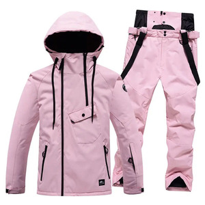 Ensemble de combinaison de ski unisexe personnalisé, veste imperméable coupe-vent et pantalon à bretelles, combinaison de snowboard 2 pièces avec capuche et bretelles - Product Image 4