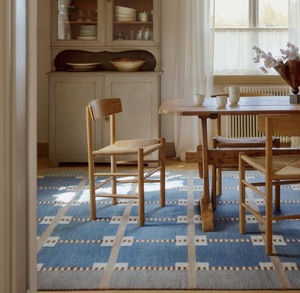 Handmade <b>Thin</b> Wool Kilim <b>Rug</b> Blue Geometric Scandinavian Flatweave Area <b>Rug</b> for Home - Product Image 1