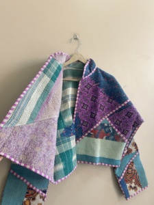 Indian Handmade <b>Kantha</b> Quilted Cotton <b>Jacket</b> For Women Patchwork Boho <b>Jacket</b> - Product Image 6