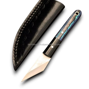 Couteau utilitaire miniature à lame fixe en acier Damas de qualité supérieure, ultra-affûté, style Kiridashi, manche en bois, OEM, transport légal, EDC - Product Image 3
