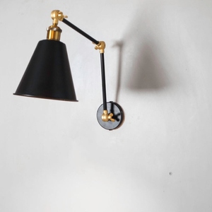 Modern adjustable <b>wall</b> lamp black and gold metal <b>wall</b> <b>sconce</b> industrial bedside reading <b>light</b> vintage swing arm <b>wall</b> <b>light</b> - Product Image 1