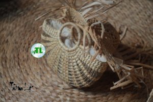 May Tre La LTL Colección de verano Hecho a mano Ecológico Diseño abierto Jacinto de agua Dos correas Bolsos con forro de algodón para mujer - Product Image 4