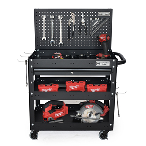 Heavy Duty Matte Black Powder Coated Steel Utility Cart Family keywords: for Garage <b>Workshop</b> <b>Storage</b> Use - Product Image 6