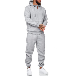 Survêtement de sport de haute qualité pour hommes, jogging à capuche, noir, deux pièces, 100% polyester, coton, vêtements de course pour adultes - Product Image 1