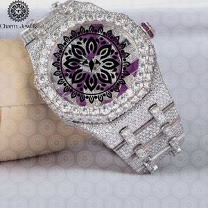 Charm_Jewells Luxury Stainless Steel <b>Watch</b> 42mm Analog Quartz Purple Mandala Dial Unisex Fashion Bracelet Folding Clasp - Product Image 5