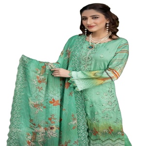 Robe Panjabi pakistanaise brodée en viscose pour femme Costume Salwar Kameez trois pièces conçu par le Dr Haris Vol KINARA - Product Image 1