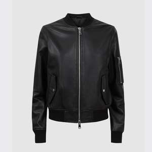 Veste en cuir pour femme, écologique, d'hiver, en cuir de vache uni, courte, imprimée, style motard, avec broderie et bordure en fourrure, imperméable - Product Image 5