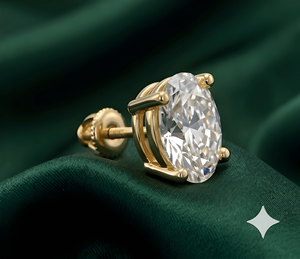 Oval Diamond <b>Earrings</b> Four Claw <b>Stud</b> <b>Earrings</b> Gold Tone Oval Cut Jewelry for Wedding Party - Product Image 5
