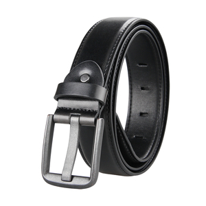 Ceinture décontractée et professionnelle pour homme en cuir de vachette véritable de haute qualité, avec boucle ardillon en alliage, respirante, personnalisable 70-135 cm, largeur 1,38 cm - Product Image 1