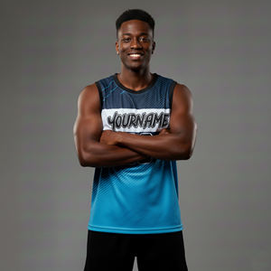 Maillot de basket-ball respirant en maille, personnalisable avec numéro et nom d'équipe, haute qualité, prix abordable, unisexe, vente en gros, sans manches, imprimé - Product Image 6