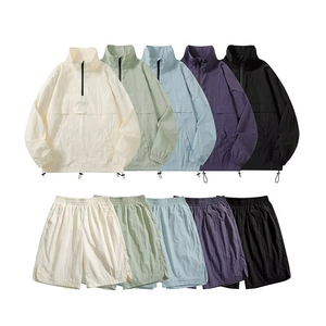 Premium Quick Dry Nylon Taslon Windbreaker <b>Jacket</b> and Shorts Set Custom Logo Athleisure Sportswear Hoodies OEM ODM Manufacturer - Product Image 1