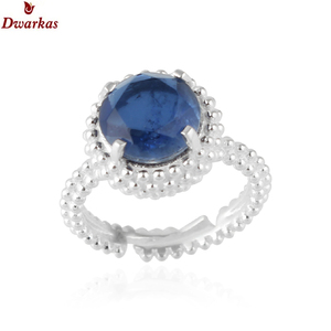 Bagues classiques faites à la main en argent sterling 925, saphir double, quartz, texture de pierre précieuse, bague ajustable, en stock - Product Image 1