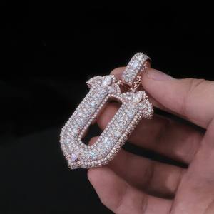 Collar con Colgante de Letra Personalizado de Fábrica, Plata de Ley 925, Diamante Moissanita VVS, Joyería de Lujo, Collar con Colgante Iced Out, Estilo Hip Hop - Product Image 5