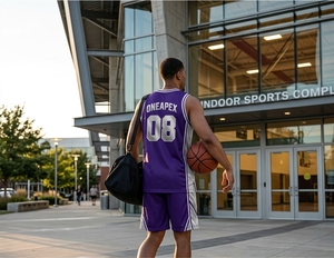 Ensemble d'uniformes de basketball bleu ciel personnalisés avec panneaux latéraux gris, maillot sans manches et short – Vêtements de sport en gros pour équipes – Fabricant - Product Image 6