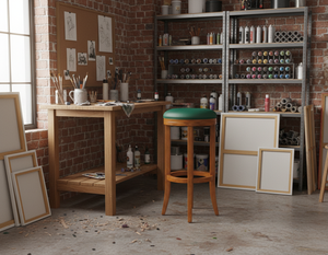 Silla de Bar Contemporánea con Marco Redondo, Taburete de Bar de Madera Resistente con Base Redonda Moderna, Taburete de Barra de Madera de Caucho con Base Redonda, Estilos Clásicos - Product Image 5