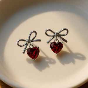 Pendientes de Corazón de Granate Hechos a Mano, Plata de Ley 925, Oro de 14K, Certificados por IGI, Joyería Fina Romántica, Regalo para Mujer, Fiesta - Product Image 2