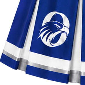 Jupe de cheerleading plissée bleu roi avec bordure à rayures blanches, uniforme de performance athlétique pour femmes et filles, tenue d'équipe - Product Image 6