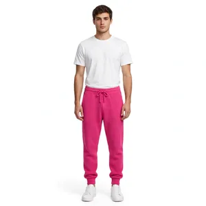 <b>Men</b> Hot <b>Pink</b> Jogger Sweatpants Elastic Waist Drawstring Cuffed Ankle Casual Sportswear Track Pants Custom Logo OEM Manufacturer - Product Image 1