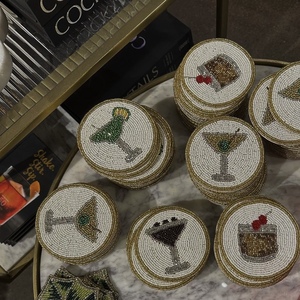 CRYSTAL CRAFT Embroidery Art Seed Beads <b>Coaster</b> For Christmas Season Elegant Christmas Decor Handmade Seed Beads <b>Beaded</b> <b>Coaster</b> - Product Image 6