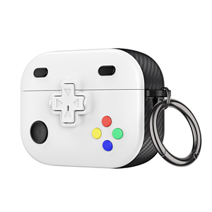 Étui pour écouteurs de style manette de jeu pour AirPods Pro, avec porte-clés anti-perte, design en plastique noir - Product Image 2