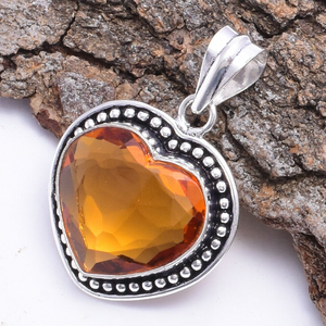 Colgante de Corazón de Topacio Citrino Natural de Joyería Sunrise, Plata de Ley 925, Hecho a Mano, Gema Amarilla, Regalo Bohemio de Lujo - Product Image 1