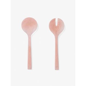 Ensemble cuillère et fourchette de service en résine finition marbre bleu beige côtier, vaisselle de table haut de gamme en résine pour la cuisine - Product Image 3