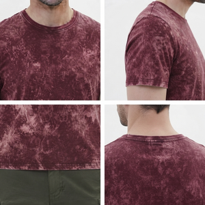 T-shirt pour homme de haute qualité, col rond, effet délavé, coupe décontractée, en coton lavé, style streetwear décontracté, t-shirt pour homme effet délavé - Product Image 6