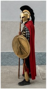 Ensemble de costume d'armure de guerrier spartiate médiéval, casque d'hoplite grec, plastron, lance, pour cosplay, reconstitution historique et fête d'Halloween - Product Image 4