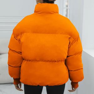 Stylish <b>Women's</b> <b>Long</b> Sleeve <b>Leather</b> Bomber <b>Jacket</b> with Zipper Breathable Fashionable for Spring Autumn Featuring Loose Pocket - Product Image 3