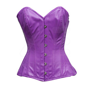 Corset en cuir PU violet avec fermeture à agrafes pour femme, effet sculptant, taille adulte - Product Image 1