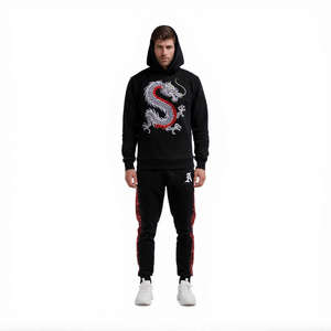 Ensemble de survêtement léger et ample pour homme, sweat à capuche et pantalon en molleton, tenue décontractée streetwear, ensemble de jogging printemps, service OEM 100% - Product Image 2