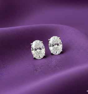 Pendientes ovalados de moissanita chapados en oro de 18 quilates, plata de ley 925, oro blanco o amarillo, elegante regalo de joyería - Product Image 5