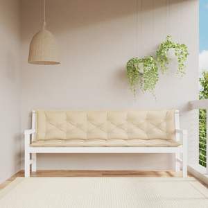 Ensemble de 2 coussins de banc de jardin en tissu Oxford beige, 100% polyester, accessoire pour banc de patio - Product Image 1