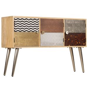 Buffet en bois naturellement teinté avec motifs multicolores - Product Image 2