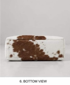 Sac de voyage en poils de veau imprimé vache, cuir véritable, bandoulière amovible, style hobo unisexe, fermeture éclair, grande capacité, 18 pouces - Product Image 5