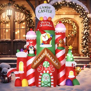 Castello gonfiabile natalizio in PVC da 3 metri con luci LED rotanti colorate, decorazioni natalizie da esterno per giardino. - Product Image 2