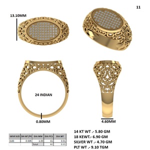 Vintage Oval Inlay Gold Plated <b>Ring</b> <b>Adjustable</b> Statement Band for Gift - Product Image 5