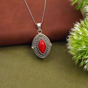 Collar con Colgante Ovalado Chapado en Plata Vintage con Piedra Marquesa, Joyería Étnica para Mujer, Venta al por Mayor - Product Image 4