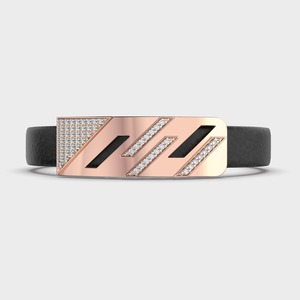 IGI Certified Lab Grown Round Diamond Geometric Leather Bracelet for <b>Men</b> in 14K Yellow / White / Rose Gold - Product Image 1