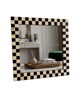 Premium Handmade Custom Chess Design Modern Eco-Friendly Polished Wedding <b>Square</b> Wood/Resin 18x18 Inch <b>Mirror</b> Wall Art Home - Product Image 2